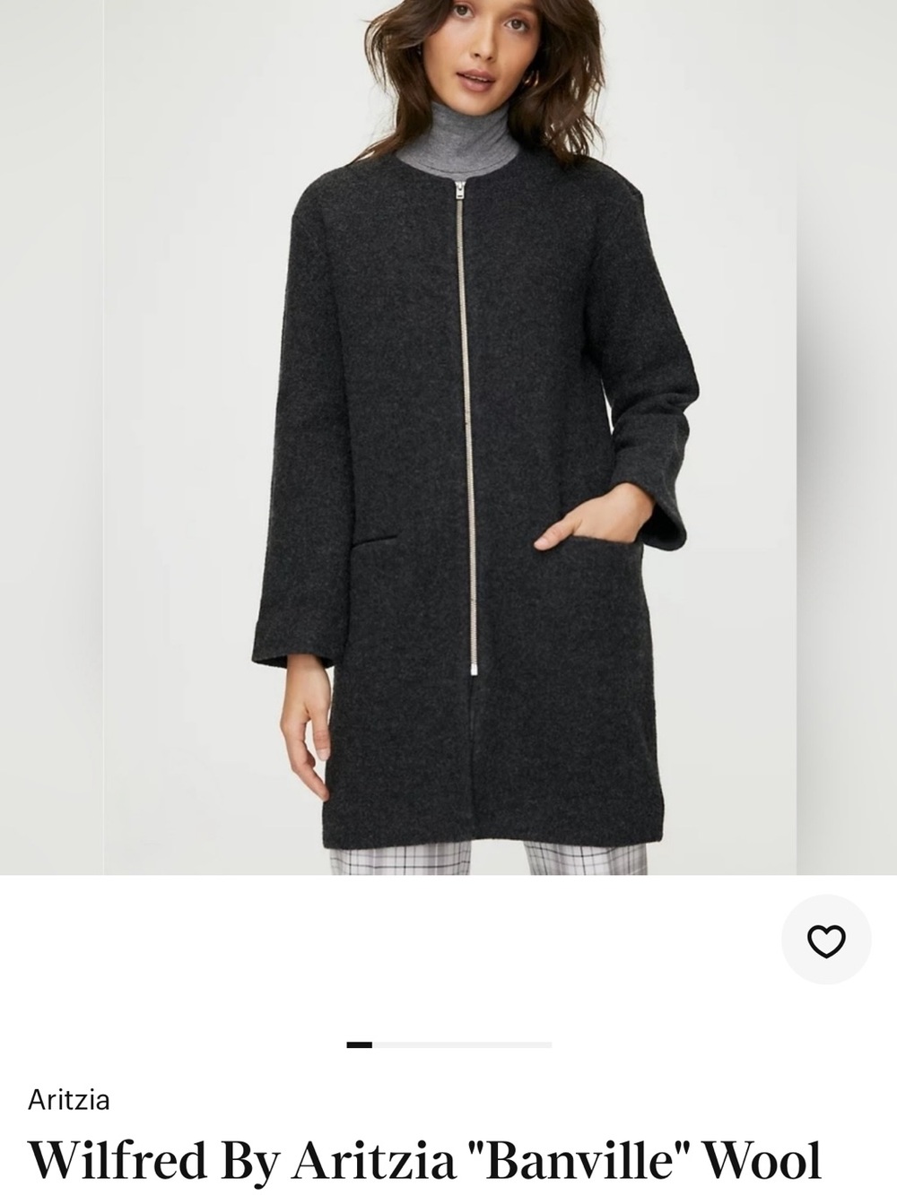 Wilfred charcoal Banville Wool Coat Medium